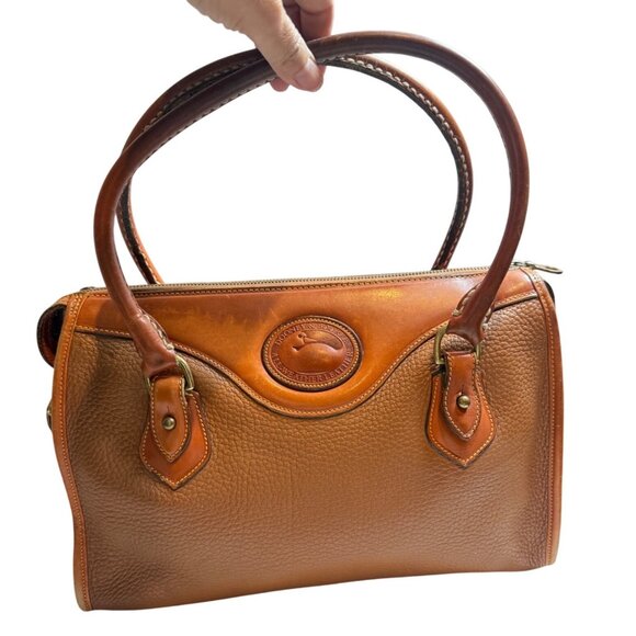 Vintage 1980’s Dooney & Bourke All-Weather Leather Satchel Purse British Tan - Picture 5 of 12